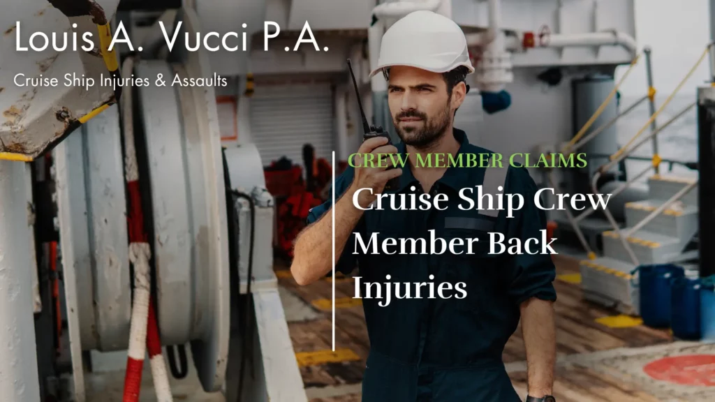 Cruise Ship Crew Member Back Injuries, crew member speaking on walkie talkie